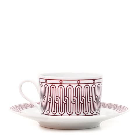 hermes cup and saucer red|Hermes h deco tea cup.